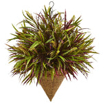 Nearly Natural 6422 29" Artificial Green Autumn Grass in Hanging Basket Plant
