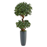 Nearly Natural T2218 51” Sweet Bay Double Ball Artificial Tree in Gray Planter