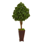 Nearly Natural 9703 56" Artificial Green Tea Leaf Tree in Decorative Planter