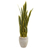 Nearly Natural 9439 52" Artificial Green Sansevieria Plant in Sand Colored Planter