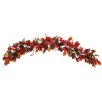 Nearly Natural W1236 6` Autumn Maple Leaves, Berry Fall Artificial Garland