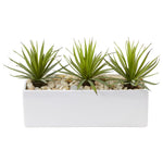 Nearly Natural 6974 8" Artificial Green Mini Agave in Rectangular Ceramic Planter