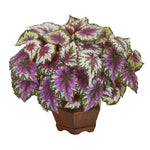 Nearly Natural 8972 19" Artificial Green & Purple Wax Begonia Plant in Decorative Planter
