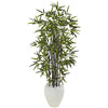 Nearly Natural 5810 5' Artificial Green & Black Bamboo Tree in White Oval Planter