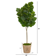Nearly Natural T2502 7`` Fiddle leaf Fig Artificial Tree in Farmhouse Planter