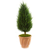 Nearly Natural 5878 40" Artificial Green Cypress Tree in Terracotta Planter, UV Resistant (Indoor/Outdoor)