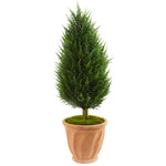 Nearly Natural 5878 40" Artificial Green Cypress Tree in Terracotta Planter, UV Resistant (Indoor/Outdoor)