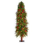 Nearly Natural T3300 5’ Christmas Tree with 200 Lights, Berries and 278 Bendable Branches