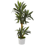 Nearly Natural P1244 59" Artificial Green Yucca Plant in White Tin Planter