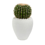 Nearly Natural 8122 20" Artificial Green Cactus Plant in White Planter