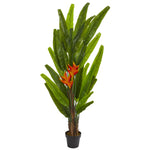 Nearly Natural 6356 5.5' Artificial Green Heliconia Plant in Black Pot