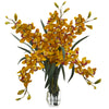 Nearly Natural Cymbidium Orchid Artificial Arrangement in Glass Vase