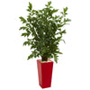 Nearly Natural 5633 4.5' Artificial Green Fishtail Palm Tree in Red Planter