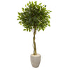 Nearly Natural 5777 5.5' Artificial Ficus Tree in Oval Planter, UV Resistant (Indoor/Outdoor)