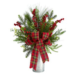 Nearly Natural A1847 28” Greenery, Berries Artificial Christmas Arrangement