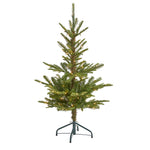 Nearly Natural 4` Layered Washington Spruce Artificial Christmas Tree with 100 Clear LED Lights and 189 Bendable Branches