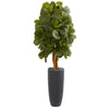 Nearly Natural 5735 5.5' Artificial Green Fiddle Leaf Tree in Gray Cylinder Planter