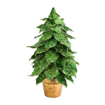 Nearly Natural T3379 16” Mini Velvet Christmas Artificial Tree in Golden Planter