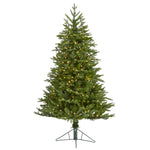 Nearly Natural 5` Cambridge Fir Artificial Christmas Tree with 300 Clear Warm (Multifunction) LED Lights with Instant Connect Technology and 570 Bendable Branches