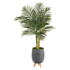 Nearly Natural T2210 4.5` Golden Cane Artificial Palm Tree Gray Tri-Pod Planter