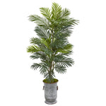 Nearly Natural 8684 56" Artificial Green Areca Palm Plant in Metal Urn