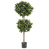Nearly Natural 57`` Sweet Bay Double Ball Topiary Silk Tree
