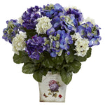 Nearly Natural Mixed Hydrangea w/Floral Planter