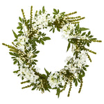 Nearly Natural 4318 24" Artificial White Mixed Floral Wreath