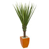 Nearly Natural 6441 5.5' Artificial Green Spiky Agave Plant in Orange Planter