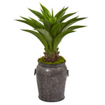 Nearly Natural 9809 37" Artificial Green Agave Plant in Metal Planter