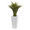 Nearly Natural 8119 3' Artificial Green Agave Plant in White Planter