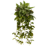 Nearly Natural 6082-S2 36" Artificial Mixed Greens Hanging Plant, Set of 2