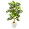 Nearly Natural 9805 63" Artificial Green Areca Palm Tree in White Planter