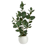 Nearly Natural 16``Eucalyptus Artificial Plant in White Planter