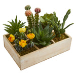 Nearly Natural 4333 11" Artificial Green Mixed Succulent Garden in Tray Plant