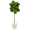 Nearly Natural 9261 5' Artificial Green Fiddle Leaf Tree in White Planter