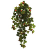 Nearly Natural 6115-S2 31" Artificial Green Strawberry Hanging Bush with Berry, Set of 2