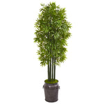 Nearly Natural 9726 6' Artificial Green Bamboo Tree with Black Trunks in Planter, UV Resistant (Indoor/Outdoor)