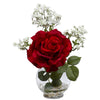 Nearly Natural Rose & Gypso w/Fluted Vase Silk Flower Arrangement