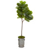 Nearly Natural T1120 64" Artificial Green Fiddle Leaf Tree in Vintage Metal Planter