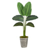Nearly Natural 51``Traveler`s Palm Artificial Plant in Decorative Tin Planter (Real Touch)