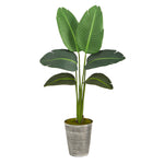 Nearly Natural 51``Traveler`s Palm Artificial Plant in Decorative Tin Planter (Real Touch)
