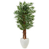 Nearly Natural 5987 5' Artificial Green Parlor Palm Tree in White Oval Planter