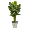 Nearly Natural 55`` Triple Stalk Artificial Banana Tree in Decorative Planter (Real Touch)