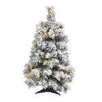 Nearly Natural 2` Flocked Artificial Christmas Tree with 30 Clear LED Lights