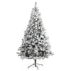 Nearly Natural 7` Flocked White River Mountain Pine Artificial Christmas Tree with Pinecones