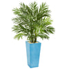 Nearly Natural 5629 4.5' Artificial Green Areca Plam Tree in Turquoise Planter