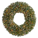 Nearly Natural 5` Giant Flocked Artificial Christmas Wreath with 280 Multicolored Lights and Pine Cones