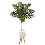 Nearly Natural T2185 5` Golden Cane Artificial Palm Tree in White Planter