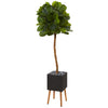 Nearly Natural T1152 6' Artificial Green Real Touch Fiddle Leaf Tree in Black Planter with Stand 